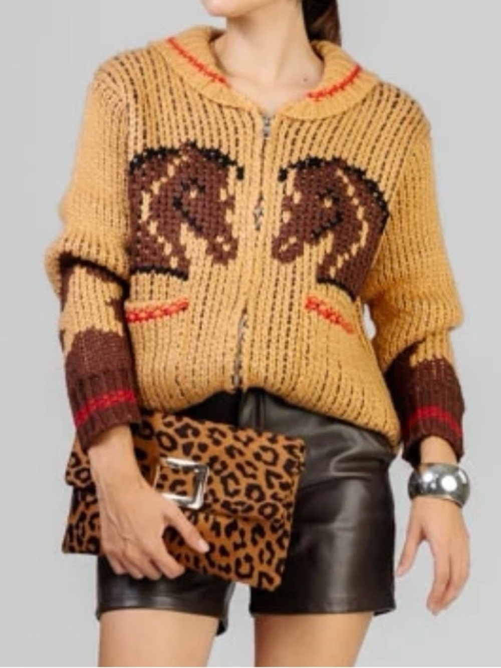 Bailey Rose Siena Knit Sweater western Cowichen horse design cardigan chunky